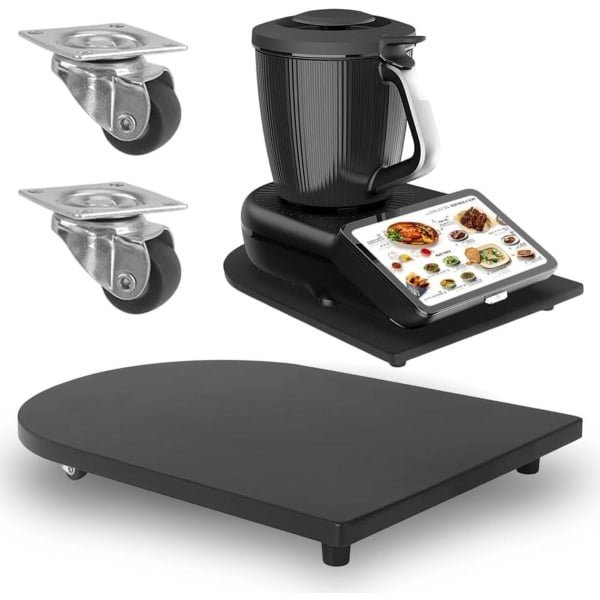 Glijbord voor Keukenmachine met Wielen, Gemakkelijk Verplaatsen en Antislip Rubber Voeten (Zwart) - Accessoire voor Efficiënt Werken in de Keuken
