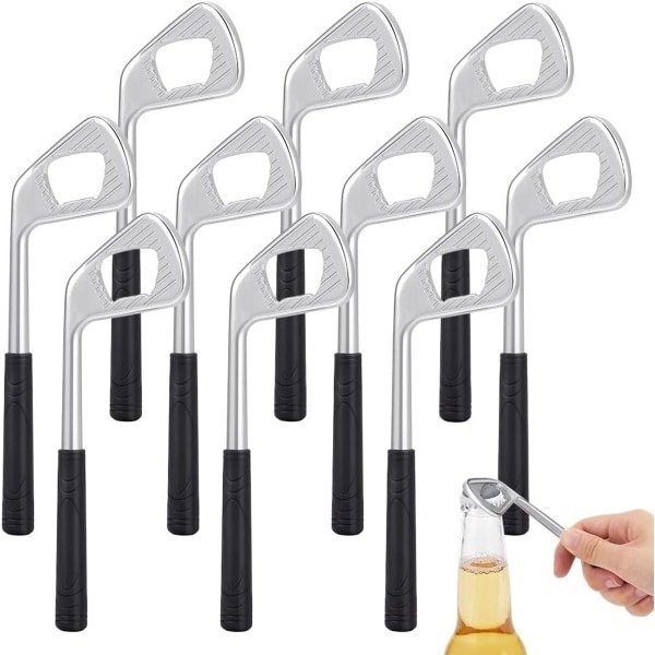 Golfflesopener bierflesopener - set van 10 stuks, grappig cadeau voor bier- en golfliefhebbers, vrijgezellenfeest - keuken en bar accessoire, 14 x 5 cm