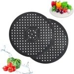 Gootsteenmat - 2 Stuks - 30cm - Rond - Zwart - Keuken Accessoires - Gootsteen Beschermer - Spoelbakmat - Anti Kras - Voor Wasbak - Wasbak Matje - Gootsteen Matje - Onderzetters Siliconen - Rubber Mat - Gootsteen Accessoires