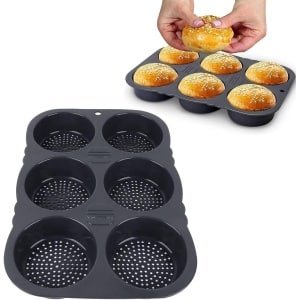 Hamburgerbroodvorm - 6 holtes - Ronde ovenschaal - Siliconen bakplaat - Zelfgemaakte hamburgerbroodjes - Keuken accessoires