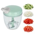 Handmatige Hakmolen XL - 900 ML - 5 Scherpe Messen - Groentesnijder - Mandoline Keukensnijder - Chopper - Foodprocessor - Keuken Accessoires - Groen - Löwenthal
