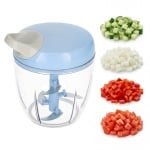 Handmatige Hakmolen XL - 900 ML - 5 Scherpe Messen - Groentesnijder - Mandoline Keukensnijder - Foodprocessor - Chopper - Keuken Accessoires - Blauw - Löwenthal