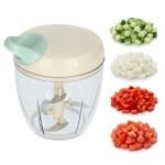 Handmatige Hakmolen XL - 900 ML - 5 Scherpe Messen - Mandoline Keukensnijder - Groentesnijder - Keuken Accessoires - Foodprocessor - Chopper - Crème - Löwenthal