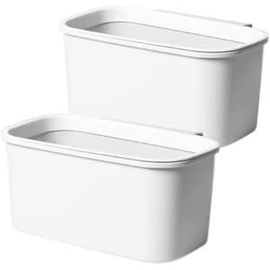 Hangende bekerhouders - Set van 2 witte manden voor trolley opslag - Make-up potlood houder en keuken opslag container - Accessoires voor rollende kar - Opknoping emmers/bakken (10x5x4.5)