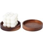 Houten Kaarshouder Set van 2 - Natuurlijke Houten Kaarsen Onderzetters - Decoratieve Planten Trays voor Thuis - Kokosbruin - Eettafel en Keuken Accessoires