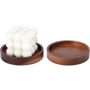 Houten Kaarshouder Set van 2 - Natuurlijke Houten Kaarsen Onderzetters - Decoratieve Planten Trays voor Thuis - Kokosbruin - Eettafel en Keuken Accessoires