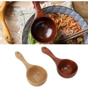 Houten Kooklepel Set - Handgemaakte Gleuflepels van 14 Inch - Lange Steellepels voor Soep en Serveren - Keuken Accessoires van Hout.