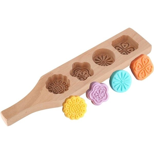 Houten Mooncake schimmel voor bakvormen koekjes, muffin Moon Pies en Biscuit - 4 bloem vorm pers - chocolade Green Bean Cake - keuken accessoires
