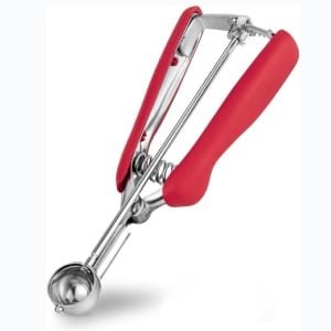 IJsschep - IJslepel - Keukengerei - keuken gadgets - Roestvrijstalen materiaal - Diameter 4,4 cm - Rode handgreep