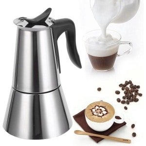KARZO - 300 ml koffiezetapparaat, waterkoker van roestvrij staal, elektrische koffiepot voor thuisgebruik, Italiaanse mokka-espressopot, waterkoker van roestvrij staal voor thuisgebruik in de keuken