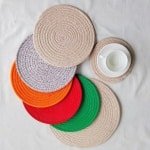 Katoenen onderzetter antislip hittebestendig rond roze keuken accessoire 38 cm