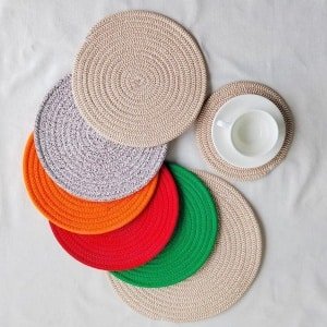 Katoenen onderzetter antislip hittebestendig rond roze keuken accessoire 38 cm