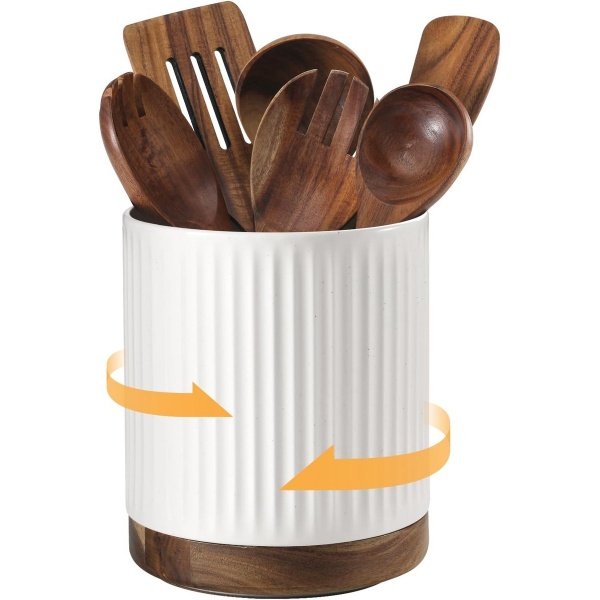 Keramische Draaibare Keukengerei Houder - Grote Opslag Organizer voor Keuken Lepels en Gadgets