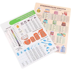 Keuken Conversie Grafiek Magneet - Set van 2 | Metrische Conversie Gids voor Koken, Meten Gewicht en Temperatuur | Keuken Bakken Accessoires