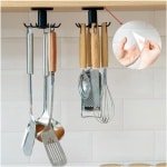 Keukengerei Houder voor Thuis - 360 Gradendraaibaar - Zonder Boren - Keuken Accessoires - Kookbenodigdheden - Voor Keuken - 2 Stuks - Wandhaaklijst - Geschikt voor Keuken - Zwart