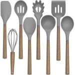 Keukengerei Set 9 Stuks - Hittebestendige Silicone Gadgets met Houten Handvat en Houder