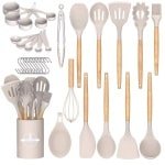 Keukengerei set - Keukengerei met antiaanbaklaag - Roestvrij staal en siliconen Kookgerei - Keukengereedschap Gadgets Accessoires Lepels Draaispanen Spatels Lepel set - 33 stuks Siliconen Set