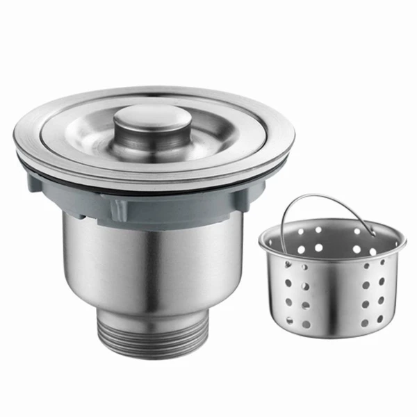 Keukengoot steenfilter - Antiverstopping - Afvoerplug - Wastafelafvoerfilter - Haaropvangbak - Gootsteen accessoires - Afvoerplug - Filtera fvoerset - Keuken waterpijp - Met handmandje en adapter - Zilver