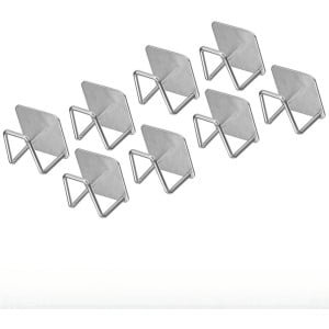 Keuken/gootsteen kleefhouder, roestvrijstalen haak, houder voor afwasborstel, gootsteenrek-accessoires, afdruiprekhouder, voor schrapers/afwasdoeken, keukengeorganiseerd, set van 8, zilver