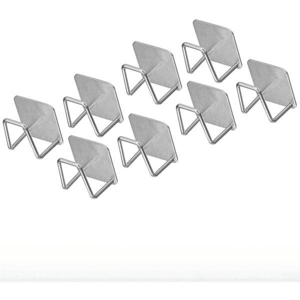 Keuken/gootsteen kleefhouder, roestvrijstalen haak, houder voor afwasborstel, gootsteenrek-accessoires, afdruiprekhouder, voor schrapers/afwasdoeken, keukengeorganiseerd, set van 8, zilver