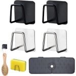 Keukensponshouder afvoersponshouder siliconen mat gootsteenfiltermat zwart - keuken accessoires - spatwaterdicht - geschikt voor keuken - zwart en grijs - 4-delig assortiment