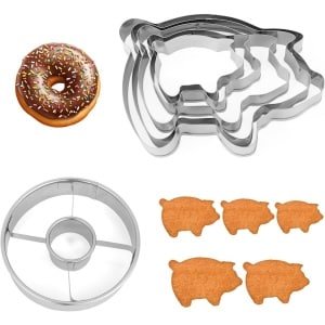 Koekjesvormpjes Set van 6 Roestvrij Staal - Varkenskoekjes - Donutvormpjes - Gebak Bakken - Keuken Accessoires.