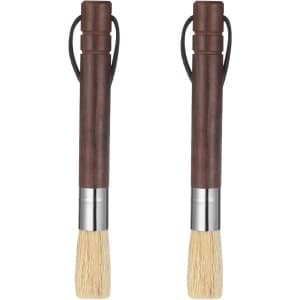 Koffiemolen Borstel Set - Espresso Machine Reinigingsborstel - Barista Thuis Keuken Accessoires met Houten Handvat - Natuurlijke Zwijnen Borstelharen - 2 Stuks - Schoonmaken Afstoffen