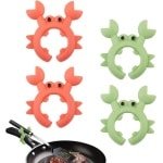 Krab Spatel Houder Set voor Keukengerei Organisatie - Opbergrek voor Krab Lepels - Verstelbare Mors Stop - Keuken Accessoires in Groen en Oranje