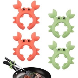 Krab Spatel Houder Set voor Keukengerei Organisatie - Opbergrek voor Krab Lepels - Verstelbare Mors Stop - Keuken Accessoires in Groen en Oranje