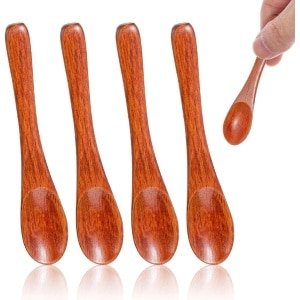 Kruidenlepels set van 4 stuks - Mini houten lepels voor zout, suiker, peper en koffie - Keuken accessoire in bruin hout