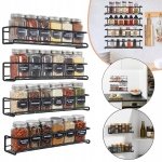 Kruidenrek Ophangbaar Kruidenpotjes Wandrek Organizer Keuken Accessoires - voor Bijna Alle Kruidenpotjes - Zwart - 4 Stucks