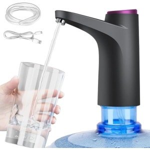 LYPPUL Elektrische waterdispenser, USB-oplaadbaar, automatische drinkwaterpomp, 15 liter waterpomp voor waterfles, oplaadbare waterdispenser voor thuis, camping, kantoor, keuken, school