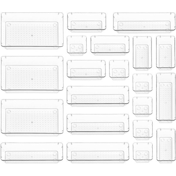 Lade organizer set - 21-delige opbergverdelerset voor keuken en make-up - Transparante opslagbakken voor het organiseren van accessoires