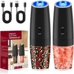 Maalmolen - Zoutmolen - Zoutmolen Elektrisch - Elektrische Pepermolen - Usb Oplaadbare - Zout- En Peperstrooier Met Zwaartekrachtsensor - Wasbaar - Voor Thuis/Keuken/Barbecue/Camping (2 Stuks) - Zwart