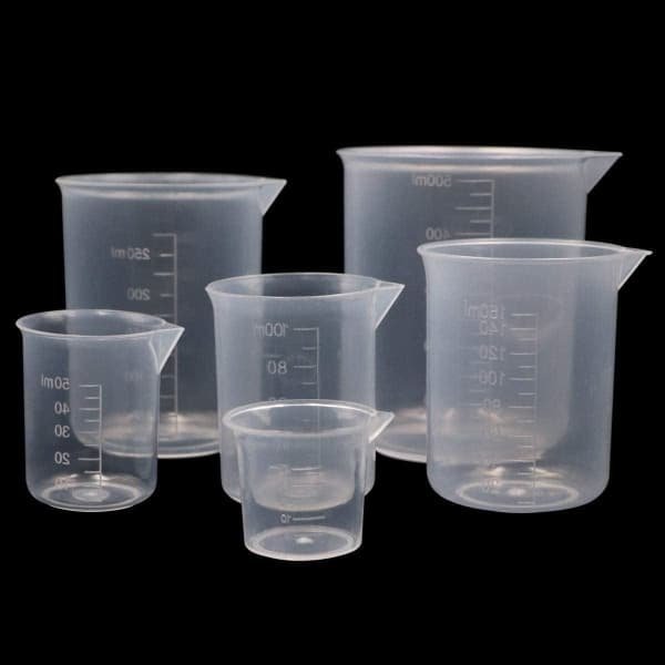 Maatbekerset Kunststof 6 stuks 25 50 100 150 250 500 ml Maatbeker Laboratorium Transparant - Keuken Gadgets en Accessoires