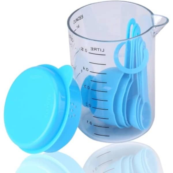 Maatlepels en Maatbeker Set - 7-delige Plastic Set voor Keuken - Multifunctioneel Keukengerei - 500ML Maatfles - Thee en Koffie Accessoires