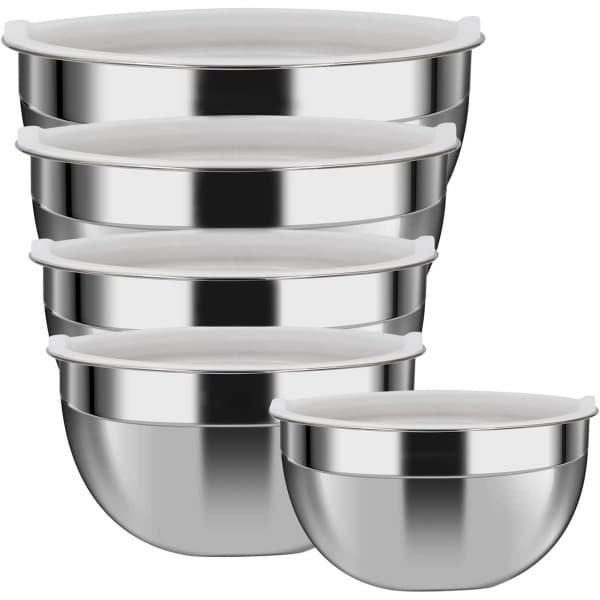 Mengkommen Set van 5 in Roestvrij Staal - Stapelbare Keuken Accessoires voor Eenvoudig Opslag