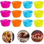 Mini Guglhupf Mallen - Set van 12 Stuks - Herbruikbaar - Voor Informele Bijeenkomsten - Rood Oranje Groen Blauw - Keuken Accessoires