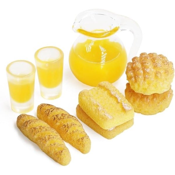 Miniatuur Keuken Accessoires voor Poppenhuis - Glas, Kan en Broodjes Set