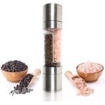 Mrs. Jones Dubbele zout- en pepermolen 2-in-1 roestvrij staal verstelbare keramische maalwerk - keuken accessoire - moderne keuken gadget .