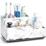 Mrs. Jones Tandenborstelhouder afneembare antislip elektrische tandenborstelhouder met 6 compartimenten en afvoergaten voor badkamer keuken en familie - wit marmer .