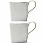 Off-White Steengoed Koffiekoppen | Set van 2 Herbruikbare Mok met Handvat | Perfect voor Espresso en Latte | Keuken Accessoires