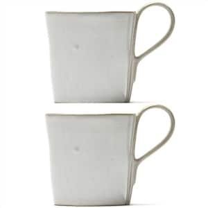 Off-White Steengoed Koffiekoppen | Set van 2 Herbruikbare Mok met Handvat | Perfect voor Espresso en Latte | Keuken Accessoires