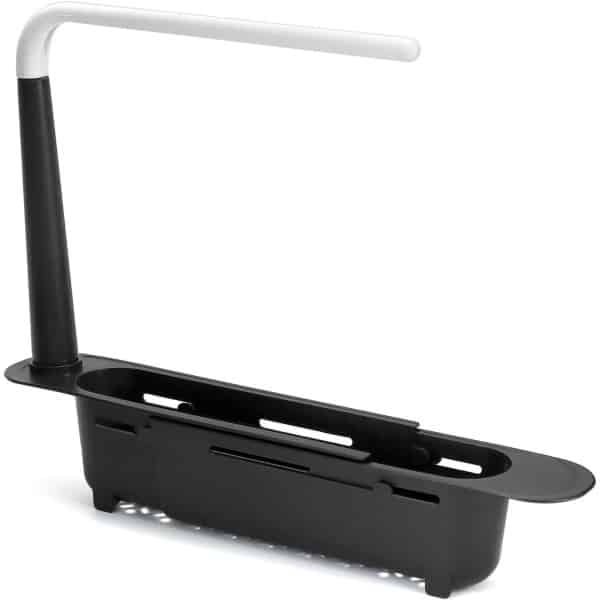 Ophangbare Theedoekhouder met Uitschuifbare Lade - Keuken Organizer - Geschikt voor Standaard Spoelbakken - Zwart - Theedoekrek - Opbergrek - Uitschuifbare Lade - Spoelbak Organizer ® - Hangende Organizer - Keuken Accessoire