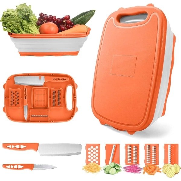 Opvouwbare Snijplank met Vergiet - 9-in-1 Multi Functionele Camping Accessoires voor Keuken en Picknick