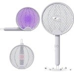 Opvouwbare elektrische vliegenmepper 3000 V met dicht 3-laags net - USB-oplaadbaar - voor thuis keuken binnen en buiten