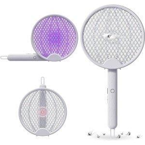 Opvouwbare elektrische vliegenmepper 3000 V met dicht 3-laags net - USB-oplaadbaar - voor thuis keuken binnen en buiten