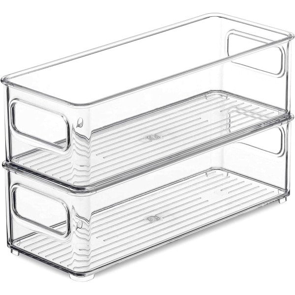 Organizer voor koelkast - Voorraaddozen met handvat - Stapelbaar opbergsysteem - Koelkast accessoires - 25 x 9,5 x 7,5 cm - Keuken opbergoplossing.