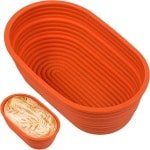 Ovale rijsmand van siliconen, 25,4 cm - ideaal voor broodbakken en deegrijzen - keuken accessoire met deksel