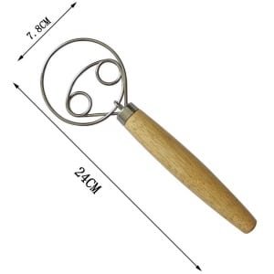 PULUZ Brooddeeggarde - Roestvrijstalen Deeggarde - Garde met Houten Handvat - Keuken Brooddeegmixer Accessoire (33 cm)